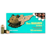 Brown Bear 9×18 Makarov Ammunition 50 Rounds FMJ 94 Grain 50 Rounds (NO TAX OUTSIDE OH) FREE SHIPPING ON $199+