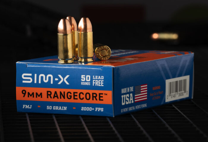 SIM-X 9mm +P RangeCore Ammo 50 Grain Lead Free 1000 Rds