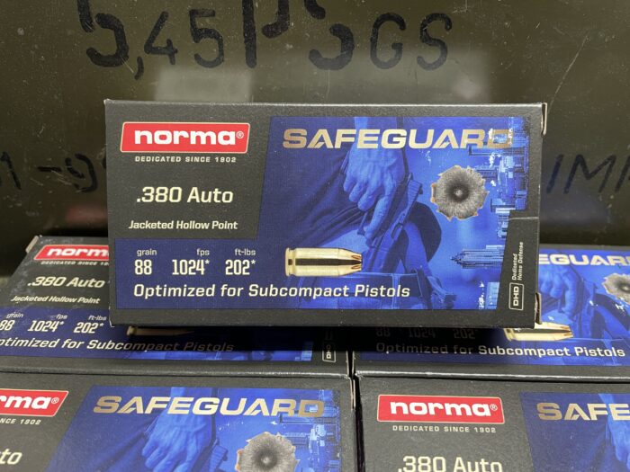 Norma .380 Auto Safeguard JHP Jacketed Hollow Point Ammunition 88 Grain ...